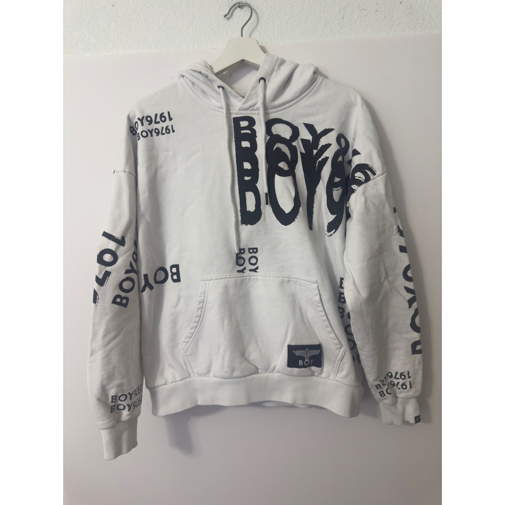 BOY London Graphic Print Hoodie Mens  White Good 1976 Logo Streetwear